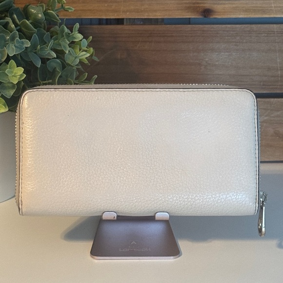 Coach C3441 Long Zip Around Crossgrain Accordion Leather Wallet Chalk - Picture 2 of 12